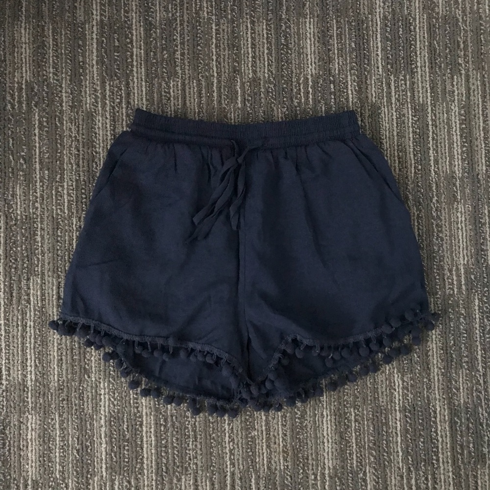 Navy Pom-Pom Shorts